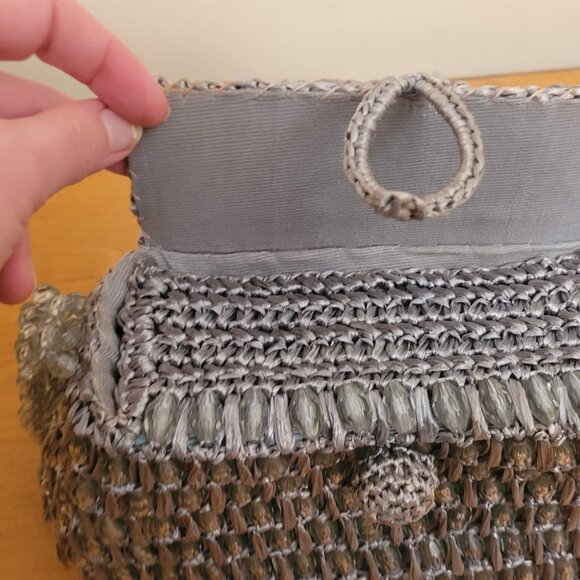 Vintage Mid-century Silver Woven & Beaded Box Bag by Gaymode - Picture 3 of 3